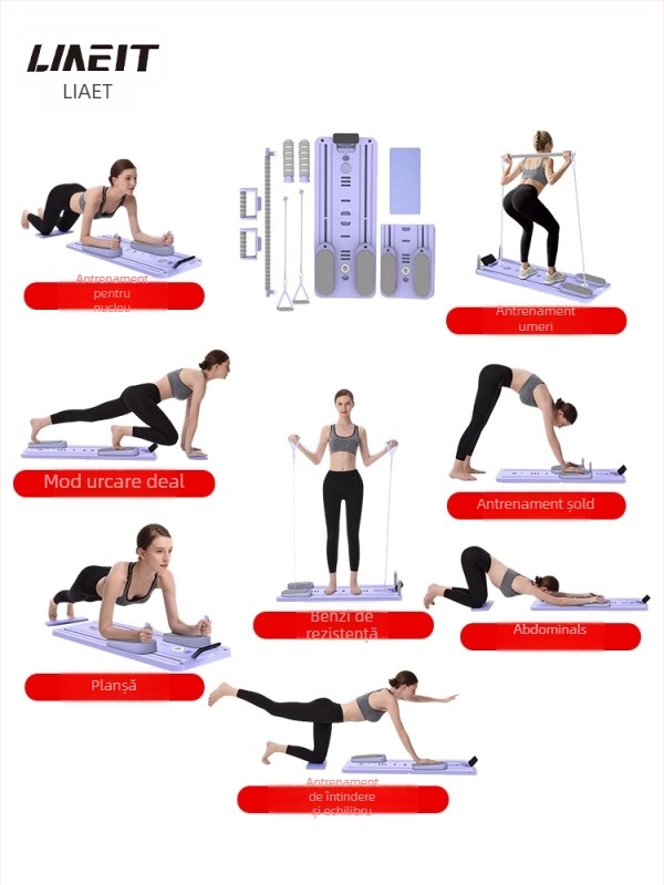 Roată abdominală, pliabilă, echipament de fitness multifuncțional Pilates, 4-in-1/6-in-1 pentru acasă și birou, greutate 6 kg