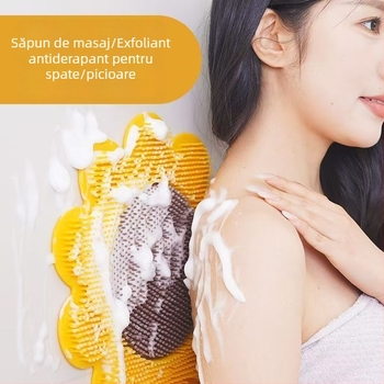 Perie de duș pentru spălarea spatelui, montare pe perete, perie de masaj din PVC pentru uz casnic