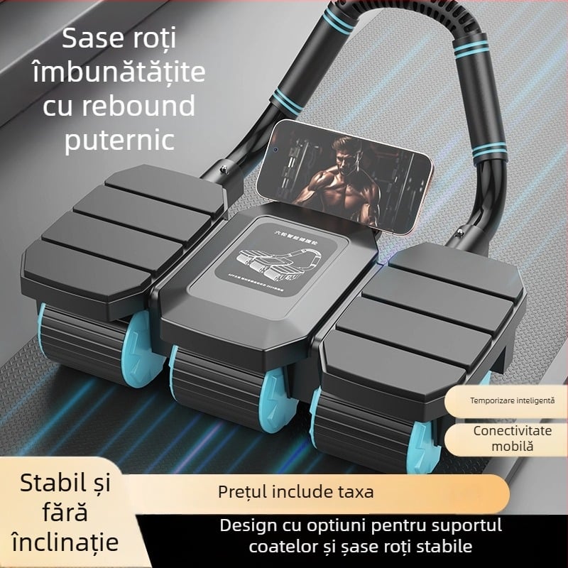 Roată abdominală cu revenire automată, design cu patru roți, non-pliabilă, model AW106, 1,9 kg