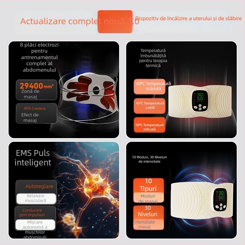 Dispozitiv EMS pentru conturarea corpului, curea de talie și antrenor abdominal cu pulsații