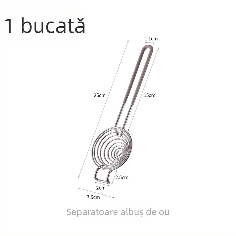 Separator de albuș – filtru metalic manual pentru separarea albușului de gălbenuș, model B9902-HWQ (metal, manual, fără electricitate)