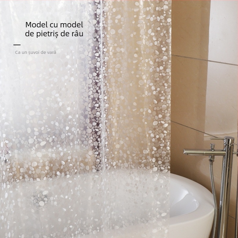 Cortină de duș 3D pentru baie fără găuri, țesătură EVA impermeabilă, perdea despărțitoare semi-transparentă, montaj în stil japonez; Material EVA; Stil: Lux ușor; Model: Monocrom; Personalizare: Susținută; Etichetă privată licențiată: Da