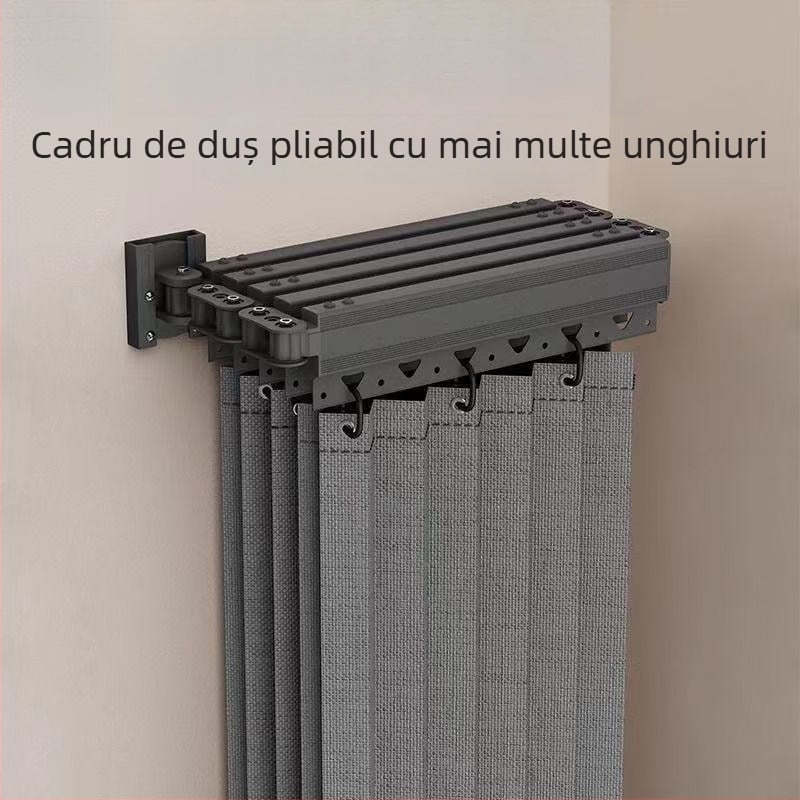 Set perdea de duș cu tijă pliabilă, stil Nordic, bumbac și in, Personalizare disponibilă