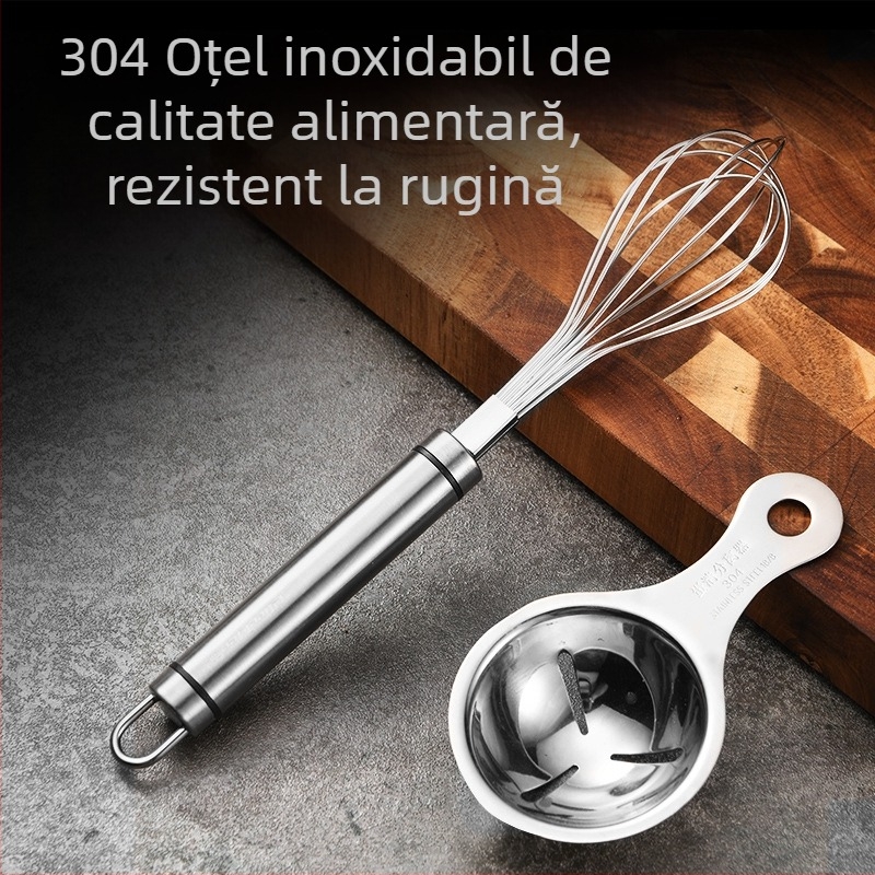 Bețișor de ouă manual din oțel inoxidabil 304 – tel de ouă și separator de albușuri