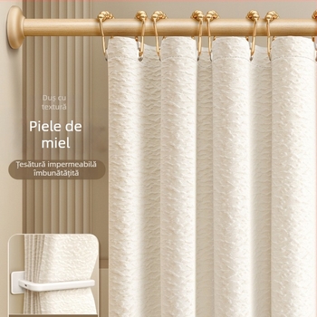 Curtină de duș din poliester cu separator magnetic – stil modern minimalist, culoare solidă, brand Futuristic