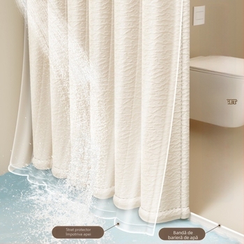 Curtină de duș din poliester cu separator magnetic – stil modern minimalist, culoare solidă, brand Futuristic