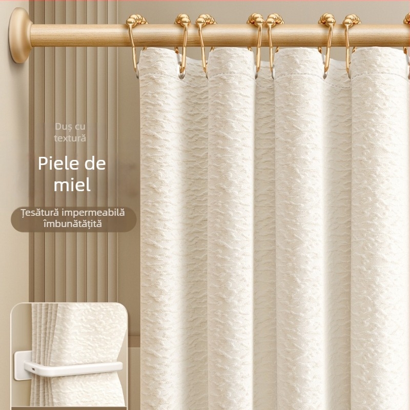 Curtină de duș din poliester cu separator magnetic – stil modern minimalist, culoare solidă, brand Futuristic