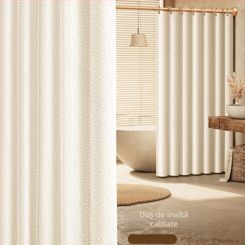 Curtină de duș din poliester cu separator magnetic – stil modern minimalist, culoare solidă, brand Futuristic