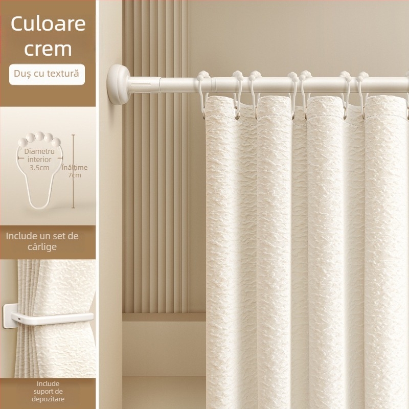 Curtină de duș din poliester cu separator magnetic – stil modern minimalist, culoare solidă, brand Futuristic