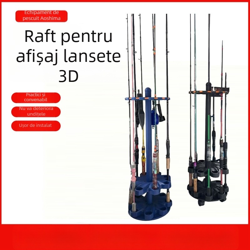 Raft de expunere pentru undițe pe podea, rotativ, nepliabil, din carbon