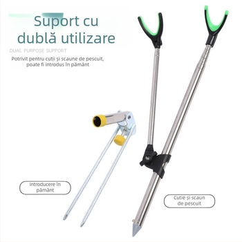 Suport pentru undițe din oțel inoxidabil, pliabil și rotativ