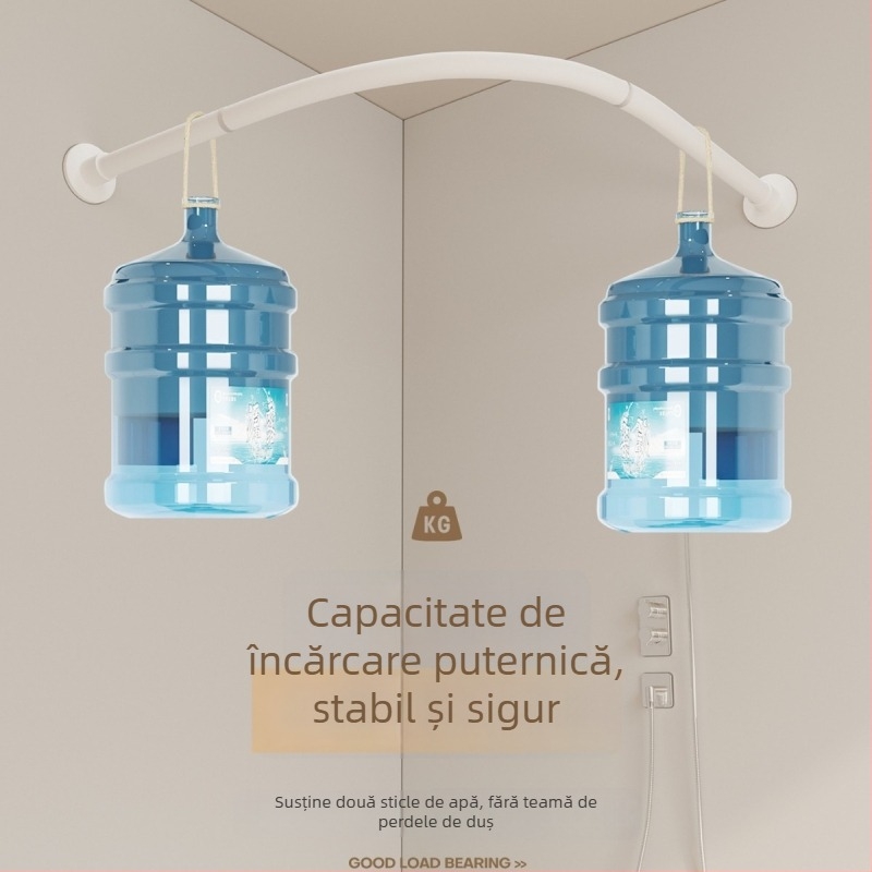 Set perdea de duș curbată, fără găuri, magnetică, impermeabilă și rezistentă la mucegai, poliester, pentru separator de duș în formă de L