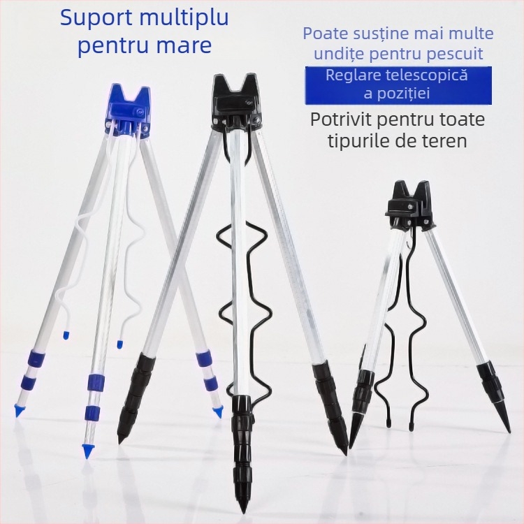 Suport triunghiular telescopic pentru lansete de pescuit marin, din aliaj de aluminiu, pentru mai multe lansete, trepied extensibil