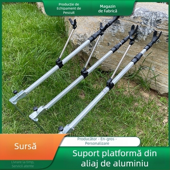Suport pentru undițe din aliaj de aluminiu, cu cap rotativ, pliabil, cu țăruș pentru fixare la sol