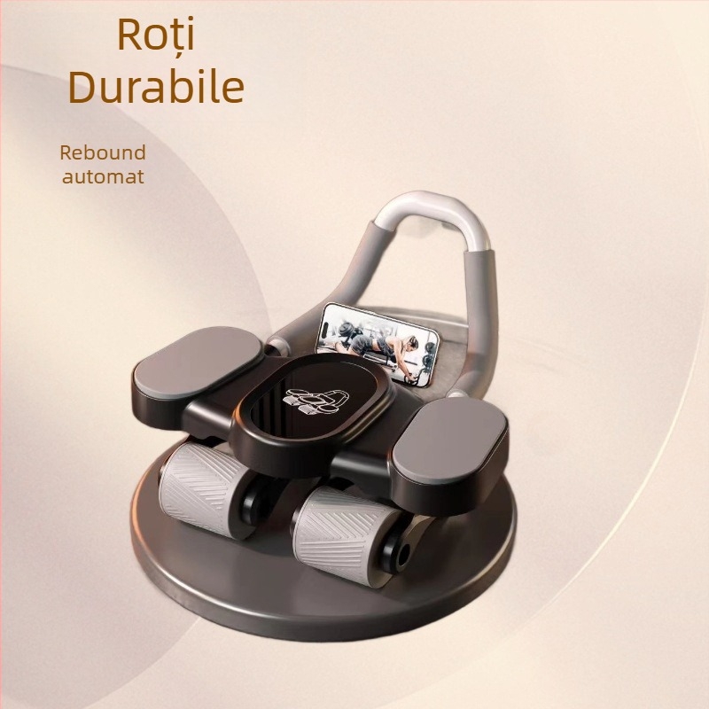 Rulou abdominal cu revenire automată, rolă fitness cu patru roți pentru bărbați și femei, fără pliere, 1,8 kg, pentru birou și acasă