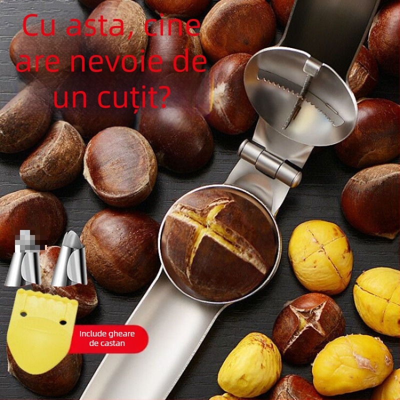 Deschizător de castane cu formă în cruce, oțel inoxidabil 304, stil antic-retro, lansat în 2019