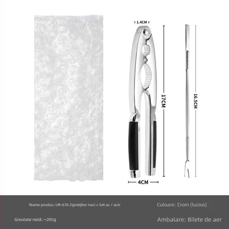 Clips multifuncțional pentru nuci — design modern minimalist (Material: aliaj de zinc; Personalizare procesare: Da; Imprimare logo: Da; Brand: Jia Le Meng)