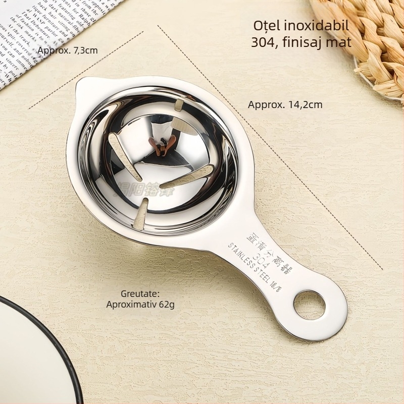 Separator pentru albușuri din oțel inoxidabil – unealtă de bucătărie manuală, imprimare de logo disponibilă și branding personalizabil