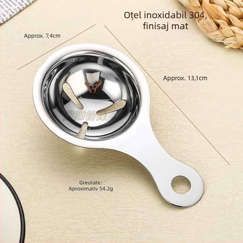Separator pentru albușuri din oțel inoxidabil – unealtă de bucătărie manuală, imprimare de logo disponibilă și branding personalizabil