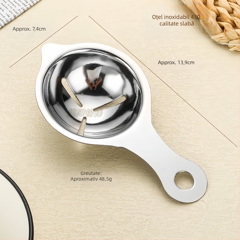 Separator pentru albușuri din oțel inoxidabil – unealtă de bucătărie manuală, imprimare de logo disponibilă și branding personalizabil