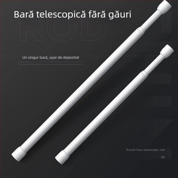 Bară telescopică fără găuri pentru uscat haine și perdea de ușă; reglabilă, din fier; pentru susținere garderobă și baie; stil modern minimalist