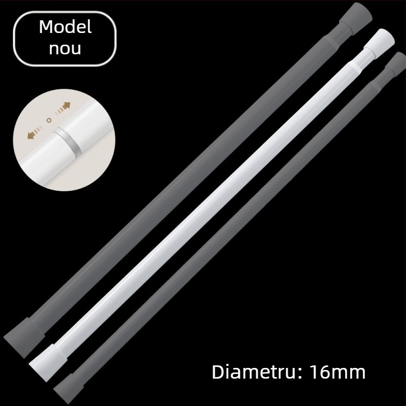 Bară telescopică fără găuri pentru uscat haine și perdea de ușă; reglabilă, din fier; pentru susținere garderobă și baie; stil modern minimalist