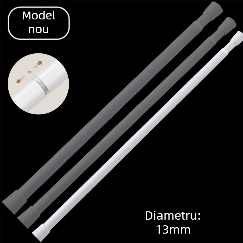 Bară telescopică fără găuri pentru uscat haine și perdea de ușă; reglabilă, din fier; pentru susținere garderobă și baie; stil modern minimalist