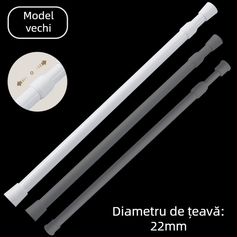 Bară telescopică fără găuri pentru uscat haine și perdea de ușă; reglabilă, din fier; pentru susținere garderobă și baie; stil modern minimalist