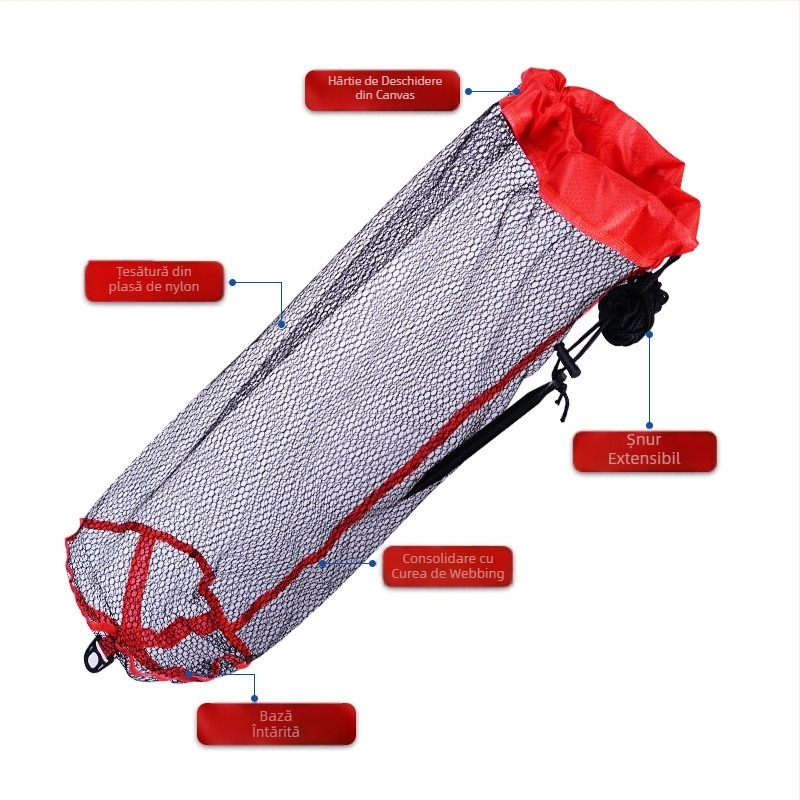 Geantă pliabilă de pescuit din plasă de nylon, curea de protecție, uscare rapidă