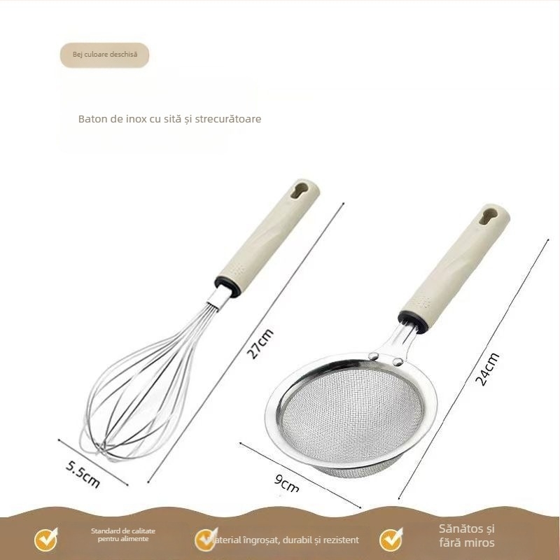 Tel de ouă – set din trei piese cu filtru din plasă și separator de albuș, ustensilă de copt manuală, design modern minimalist