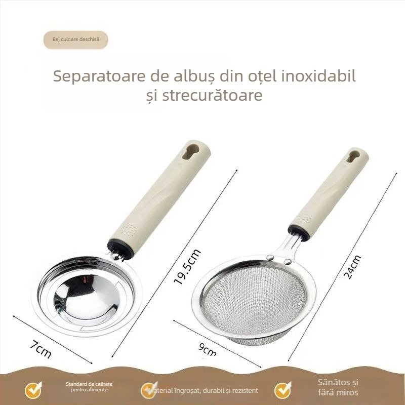 Tel de ouă – set din trei piese cu filtru din plasă și separator de albuș, ustensilă de copt manuală, design modern minimalist