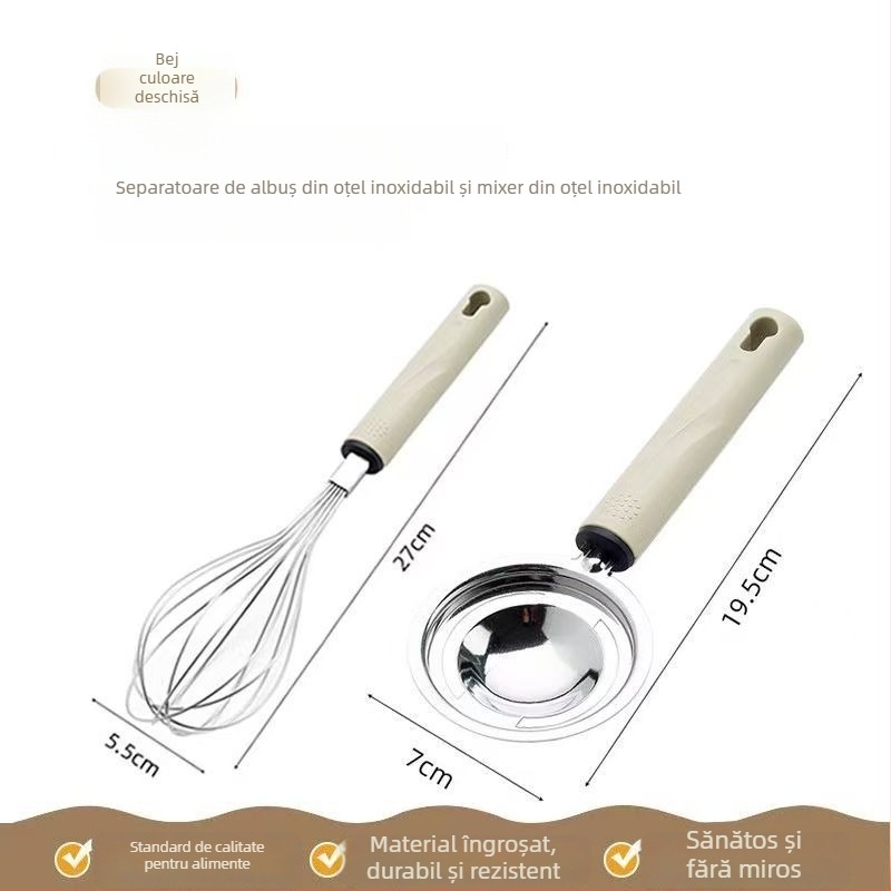 Tel de ouă – set din trei piese cu filtru din plasă și separator de albuș, ustensilă de copt manuală, design modern minimalist