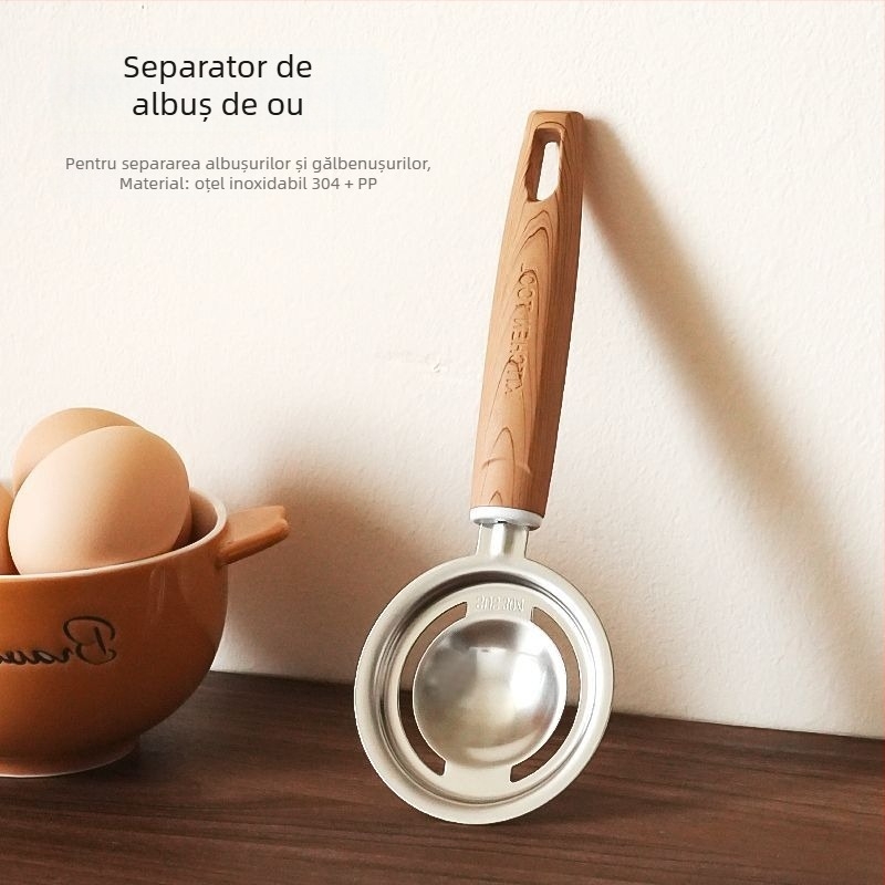 Set separator de ouă din oțel inoxidabil 304, cu cană de măsurare, sită filtrantă și strecurătoare (manual)