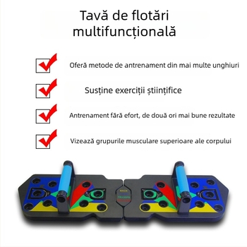 Rack pentru flotări - panou pliabil multifuncțional pentru exerciții, cu funie de rezistență și husă de depozitare - Modelul 001
