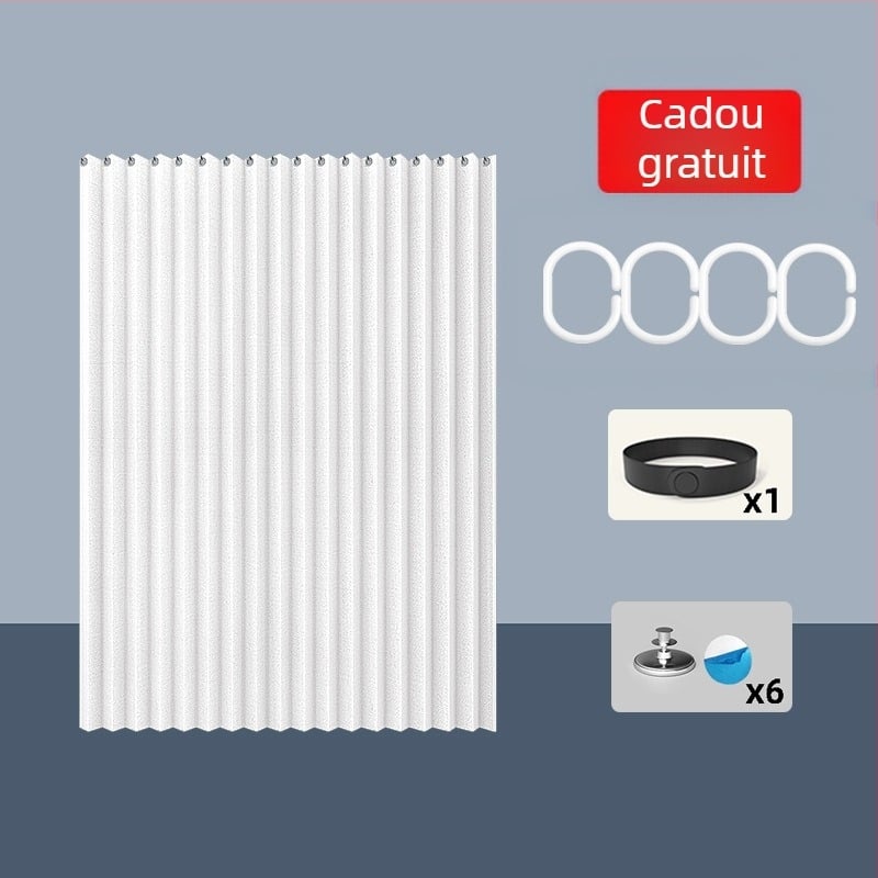 Draperie de duș pliabilă cu separator magnetic invizibil, impermeabilă, culoare solidă, îngroșată, anti-mucegai pentru baie