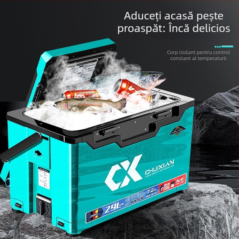 Cutie de pescuit cu roți – portabilă, ultra-ușoară, set complet multifuncțional, construcție din plastic, capacitate sub 9 L