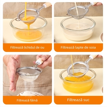 Set din oțel inoxidabil pentru cofetărie cu sită pentru făină, strecurător, sită filtrantă, tel pentru ouă și separator de albușuri; imprimare logo disponibilă; ideal cadou; manual