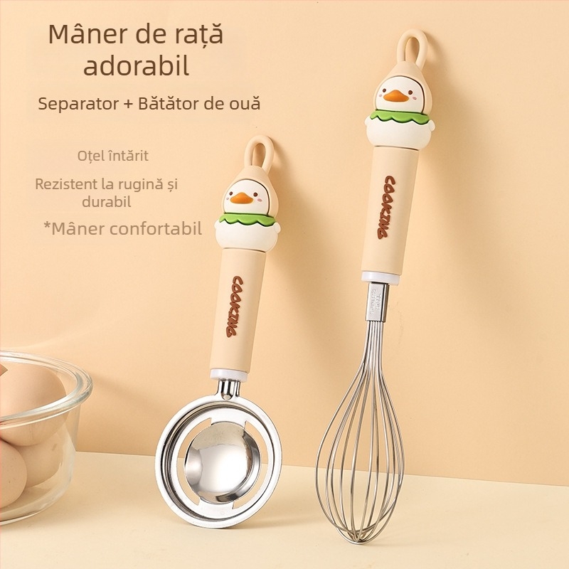 Set din oțel inoxidabil pentru cofetărie cu sită pentru făină, strecurător, sită filtrantă, tel pentru ouă și separator de albușuri; imprimare logo disponibilă; ideal cadou; manual