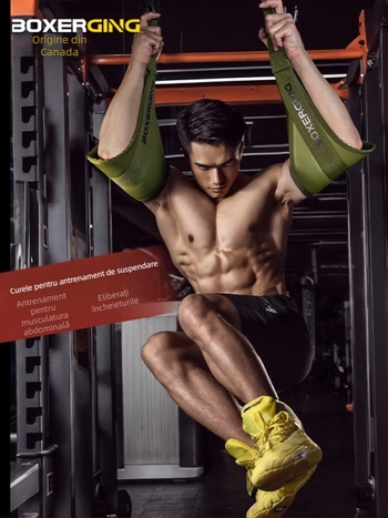 BOXERGING Curea pentru curl abdominal pentru ridicări de picioare suspendate și antrenament la bară, pliabilă, 0.5 kg