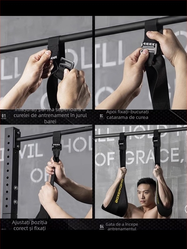 BOXERGING Curea pentru curl abdominal pentru ridicări de picioare suspendate și antrenament la bară, pliabilă, 0.5 kg