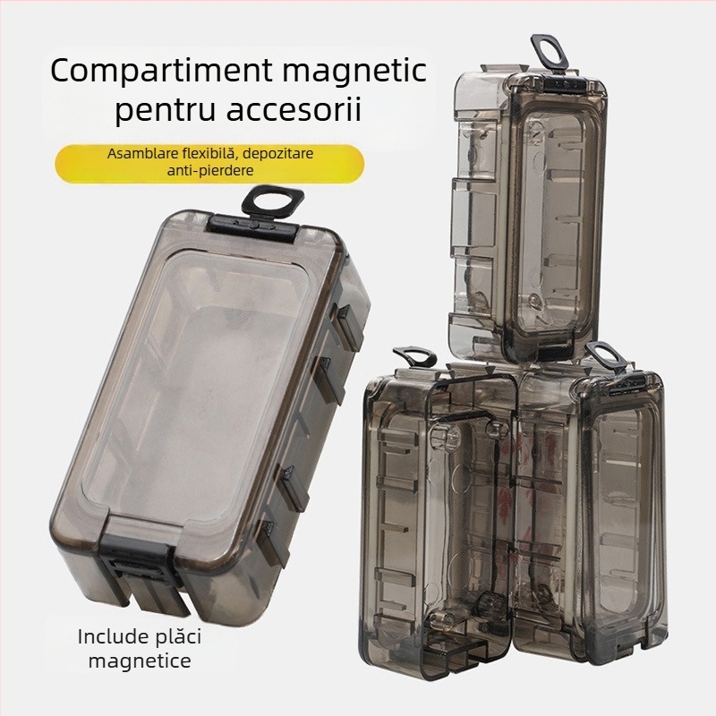 Cutie de depozitare ABS pentru accesorii de pescuit, organizator compact pentru cârlige, năluci și accesorii mici.