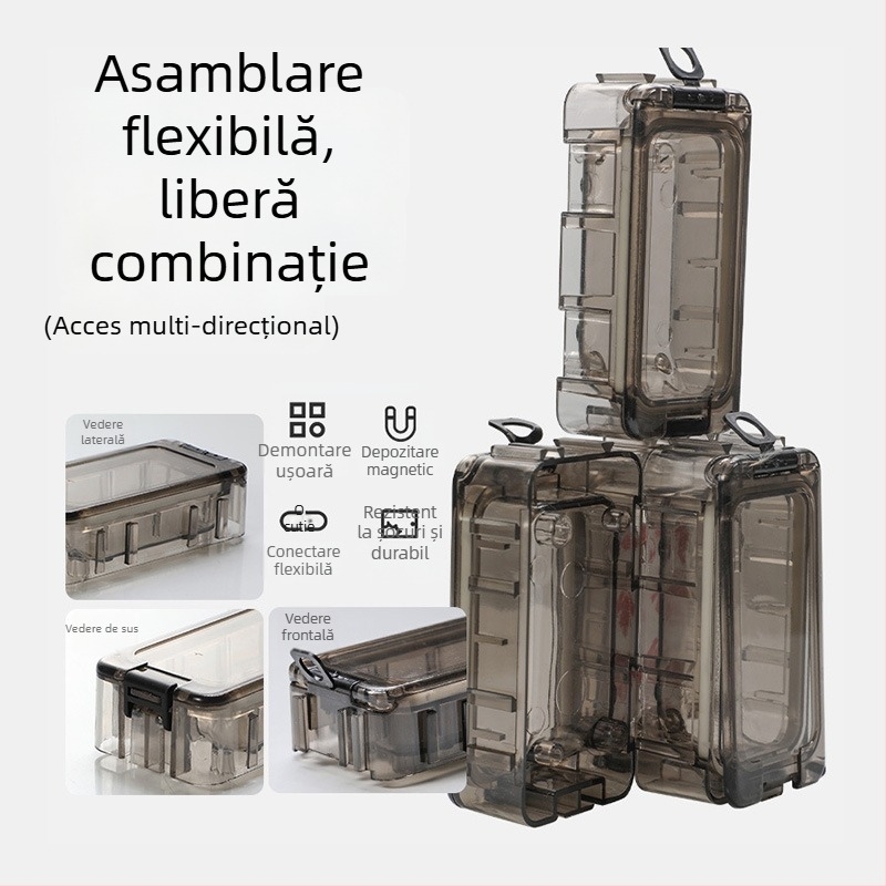 Cutie de depozitare ABS pentru accesorii de pescuit, organizator compact pentru cârlige, năluci și accesorii mici.