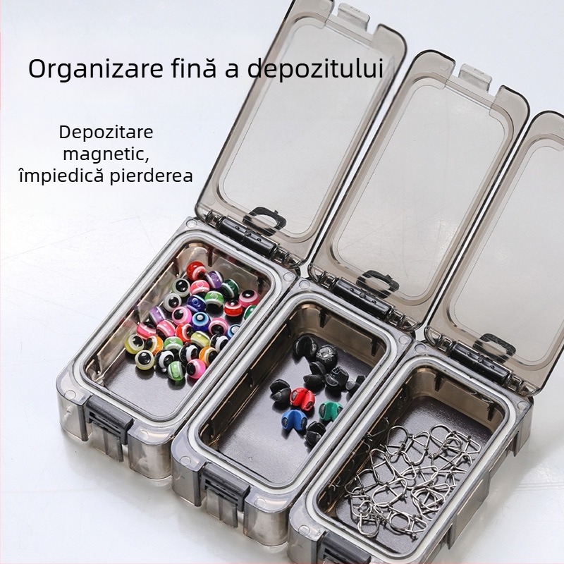 Cutie de depozitare ABS pentru accesorii de pescuit, organizator compact pentru cârlige, năluci și accesorii mici.