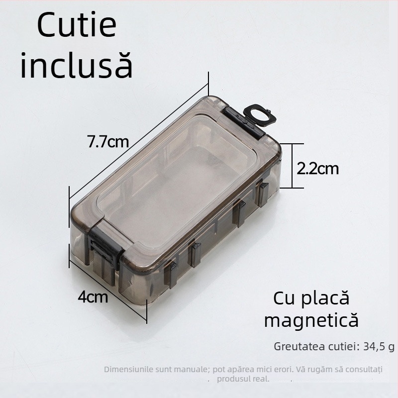 Cutie de depozitare ABS pentru accesorii de pescuit, organizator compact pentru cârlige, năluci și accesorii mici.