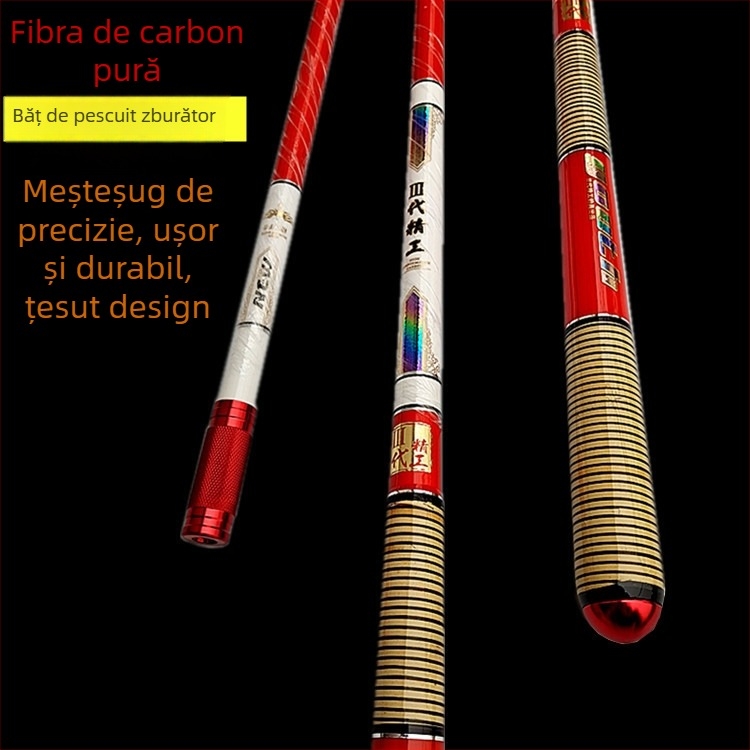 Prut de plasă pentru pescuit din fibră de carbon – ușor și rigid, Xinmiao, construcție dintr-o singură bucată
