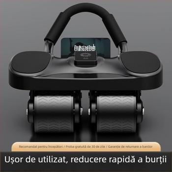 Roata abdominală cu patru roți, revenire automată, funcționare silențioasă, suport pentru coate, model Upgraded JF8