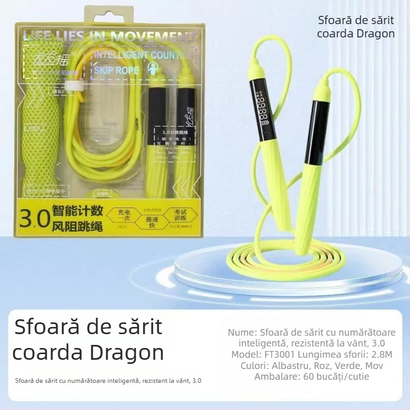 Coarda de sărit Shake Left and Right 3.0 cu rezistență la aer, numărător și cronometru, reîncărcabilă și reglabilă