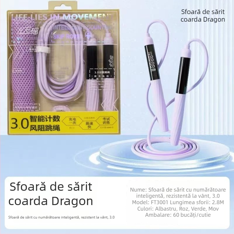 Coarda de sărit Shake Left and Right 3.0 cu rezistență la aer, numărător și cronometru, reîncărcabilă și reglabilă