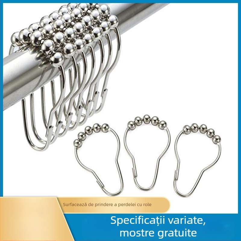 Far Hong oțel inoxidabil, inele pentru perdea de duș, cu cinci bile, în formă de dovleac, cârlige