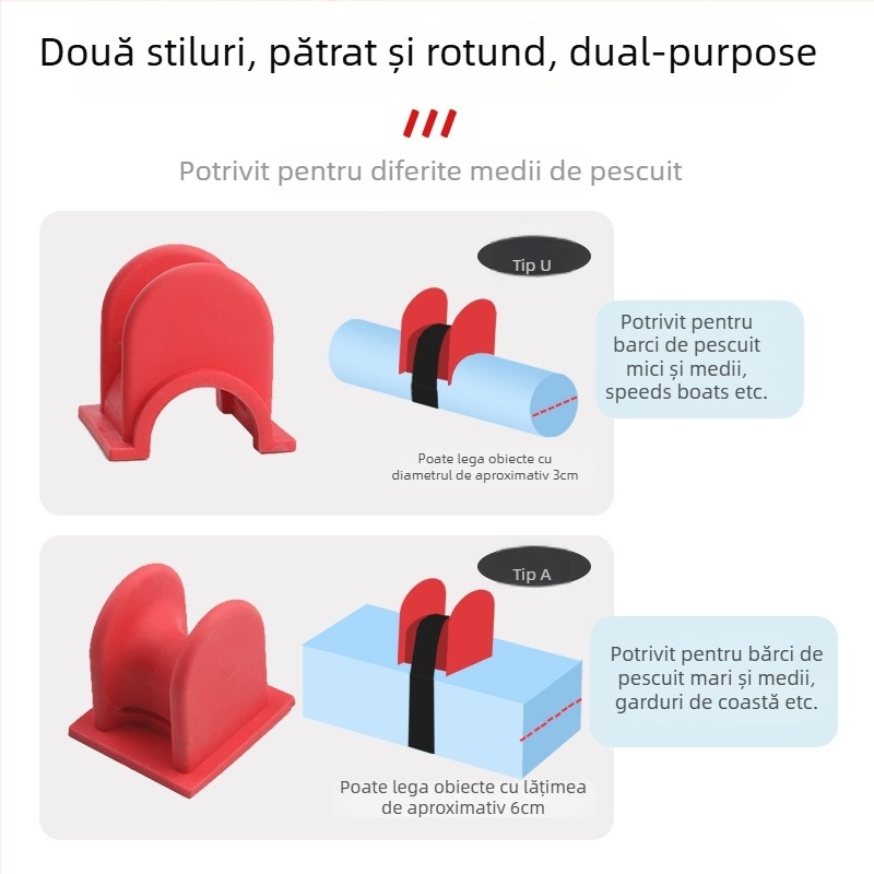 Suport Baiqi pentru undițe pentru barcă și caiac — accesorii, material TPE, fără rotire, nepliazabil